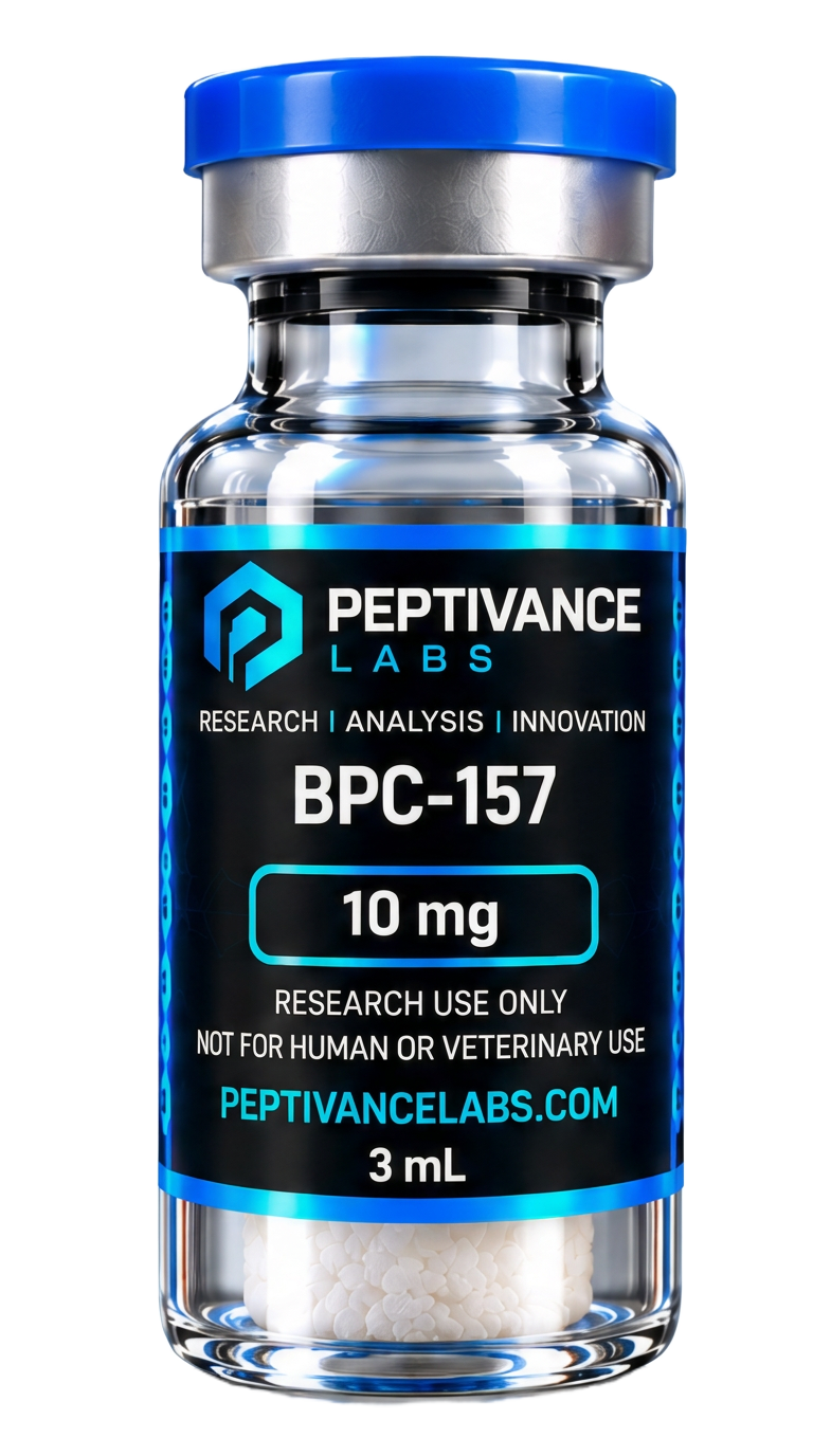 Peptivance Labs BPC-157 10 mg research peptide vial
